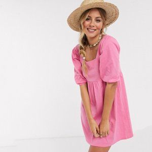 ASOS DESIGN puff sleeve pink dress NWT US6